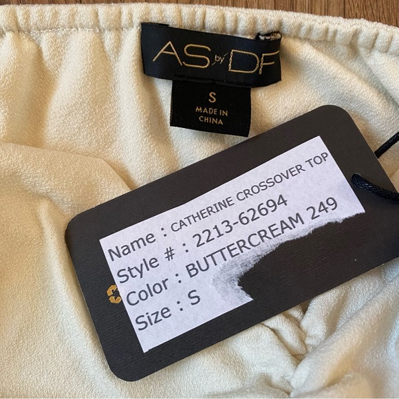 AS by DF CATHERINE CROSSOVER HALTER TOP Size Small Buttercream NWT - Picture 6 of 9